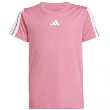 Camiseta de Manga Corta Adidas Training Essentials 3 Rayas para Niños Rosa/Blanco