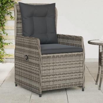 Reclining Garden Chairs Set of 2 Grey Poly Rattan