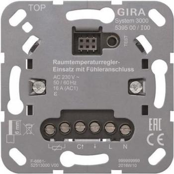 Gira System 3000 Room Thermostat Base Unit with Sensor Connection (Model 539500)