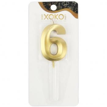 Vela para pastel número 6 color dorado de 7cm