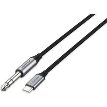 Cable Conversor Audio Vention USB Tipo-C Macho a Jack 6.35 mm Macho con DAC 1m Gris