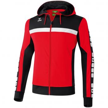 Erima Sportsjacke 5-Cubes Trainings mit Kapuze - Chaleco de fútbol para niño, color rojo, talla 128 cm