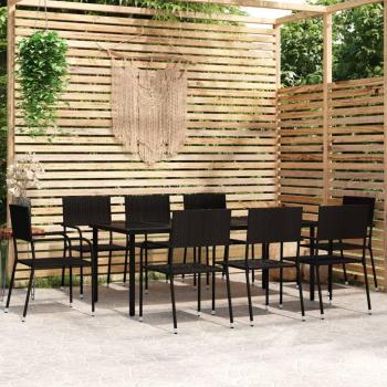 9 Piece Black Garden Dining Set