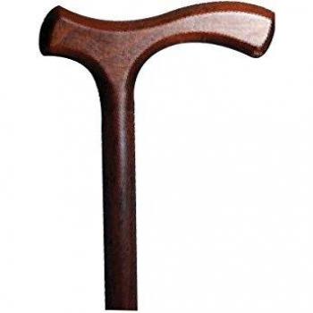 Bastón marrón con empuñadura en forma de T en madera de haya