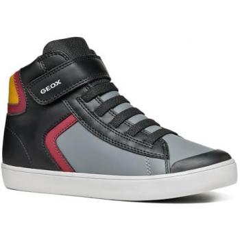 Zapatillas infantiles Geox Gisli Boy con cierre de velcro, color negro y burdeos, talla 30