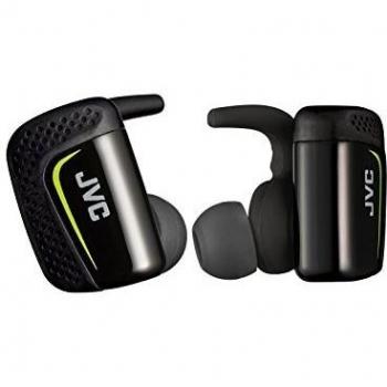 JVC Auriculares True Wireless HA-ET90BT. Cascos Inalámbricos con máximo de 9 Horas de Batería. Resistencia al Agua. Control de Volumen y Llamadas. Incluye Estuche de Carga. Color Negro.
