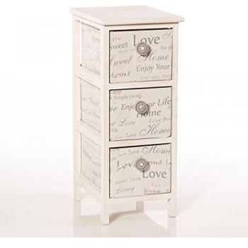 CAJONERA DE MADERA Y TEJIDO LOVE DISEÑO SHABBY CHIC H63 26 X 32