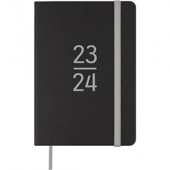 Finocam Agenda Encuadernada M4 Día Página 2023/2024 Natural Cromo Negro, Tamaño 118 x 168mm, Multilingüe