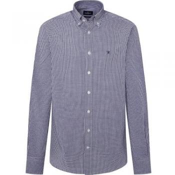 Camisa de Hombre Tailored Fit de Cuadros Vichy en Algodón, Manga Larga, Color Marino