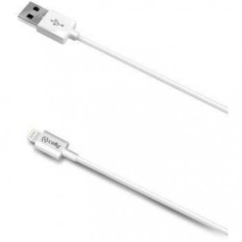 Celly USBIP52M – Cable USB Lightning de 2 Metros Compatible con iPhone, iPad o iPod, Blanco
