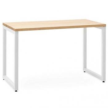 Mesa de Oficina 140x60x75cm Blanca en Madera Maciza de Pino Acabado Natural Estilo Nórdico Industrial