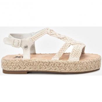 Sandalia plana de mujer Xti con diseño de macramé cruzado en color blanco