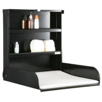 Acero plegable babytable con shelvingsystem + cambiador – byBo diseño negro