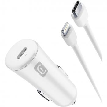 Cargador de Coche USB-C 20W con Cable Lightning para iPhone 8 o Posteriores - CellularLine CBRIPHKITC2LMFI20