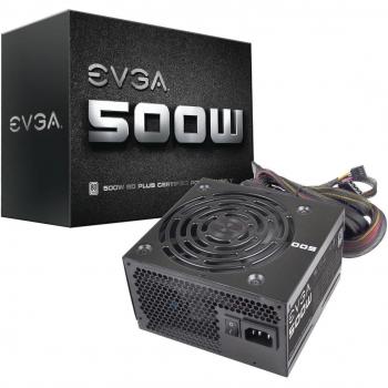 EVGA 500W 80 Plus Rated Gaming PC Power Supply with 120mm Fan (100-W1-0500-K3)