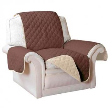 Funda Reversible para Sofá de 1 Plaza Acolchada - Protector Lavable en Color Marrón y Beige | Dimensiones 70x182x172 cm | Fácil de Poner y Quitar
