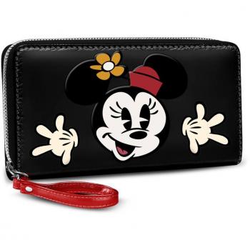 Cartera Billetera Minnie Disney con múltiples compartimentos, tamaño 10x19x2cm