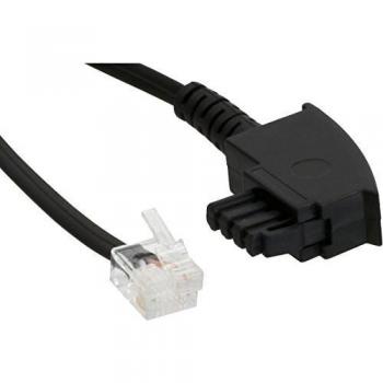 Cable TAE-F para DSL Splitter 3m, Conector Macho/Femenino, Negro