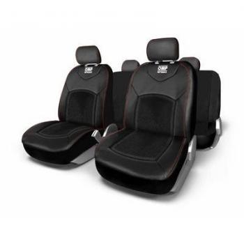 OMP JUEGO DE FUNDAS PARA ASIENTOS DE COCHE - CUBRE ASIENTOS COCHE UNIVERSAL 11 PIEZAS - FUNDAS ASIENTOS COCHE COLOR NEGRO