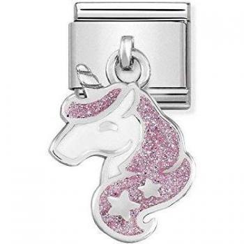 Abalorio Colgante Unicornio Brillante para Mujer de Plata Clásica