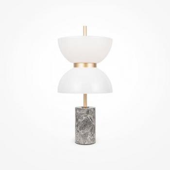 Lámpara de mesa LED Kyoto, gris, altura 46 cm, mármol decorativo