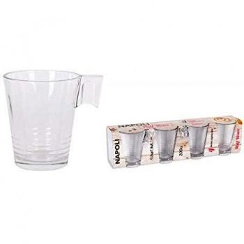 Napoli 52136 Set 4 Tazas Capuccino Half Wave, 20 cl, Vidrio