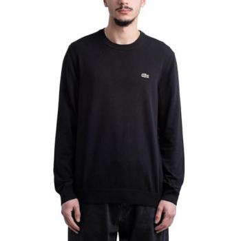Lacoste Men's 2XL Black Crew Neck Sweater with Iconic Logo
