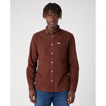 Wrangler - Camisa de hombre de corte classic en color marrón, corte regular