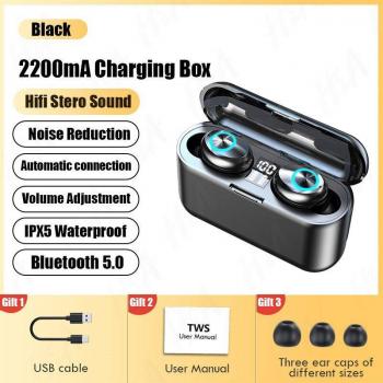 Auriculares Inalámbricos TWS 5.0 Bluetooth 9D Deportivos Impermeables con Micrófono y Caja de Carga de 2200mAh