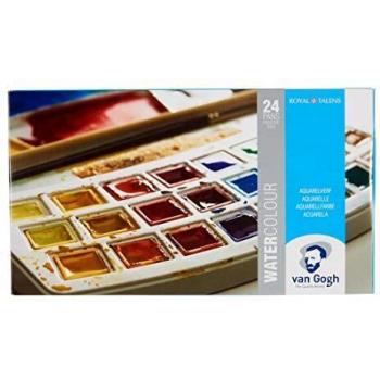Royal Talens - Van Gogh Acuarela - Caja de pintura de plástico de 24 pinturas con pincel