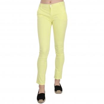 PINKO Cotton Stretch Low Waist Skinny Casual Trouser Pants - W26, Vibrant Yellow, Female, Size: W26