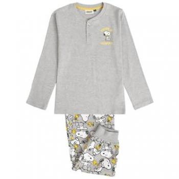 Pijama de niño largo de punto en color gris Peanuts con diseño de Snoopy Funny