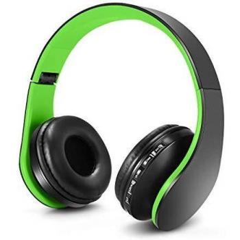 Auriculares Bluetooth para niños, Auriculares Plegable para niños con Volumen Limitado, niñas y niños, Auriculares Ajustable y Plegable con micrófono-Verde Negro