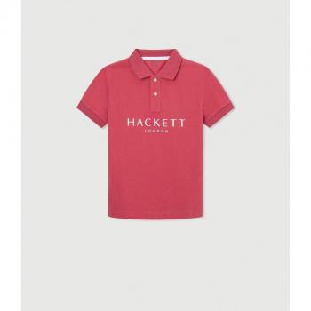 Polo de niño piqué de manga corta con logo estampado de Hackett
