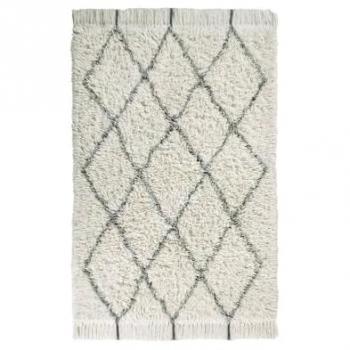 Alfombra de salón lavable de lana blanca 140x200 cm / 80x140 cm / 200x300 cm - Lorena Canals Woolable Berber Soul Natural y Carcaj - Pila: 100% Lana