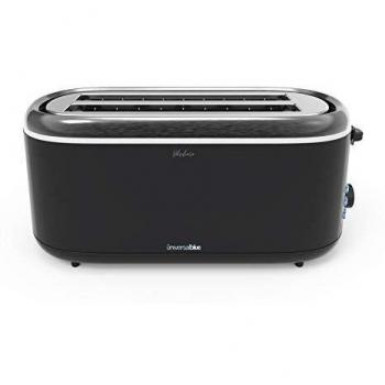 UNIVERSALBLUE Tostador 2 Ranuras Largas y Anchas | Tostadora de Acero Inoxidable para Rebanadas de Pan de Color Negro | Tostadora Pan Ancho y Largo 2 Ranuras