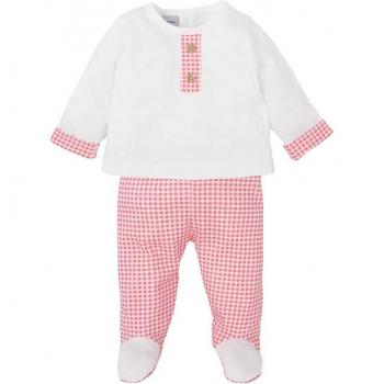 Conjunto de bebé niño de camiseta y polaina de cuadros vichy