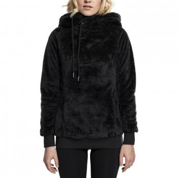 Urban Classics Women's Long Teddy Hoodie - Black, XS to XL