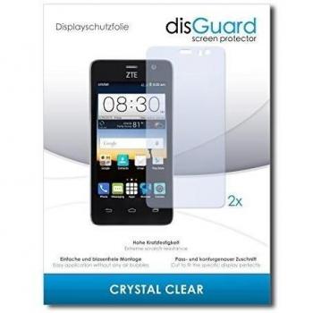 2 x disGuard Crystal Clear Lámina de protección para ZTE Sonata 2 / Sonata II - ¡Protección de pantalla cristalina con recubrimiento duro! CALIDAD PREMIUM - Made in Germany