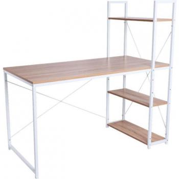 Escritorio Kecil 120x60 cm Madera/Blanco con estantes