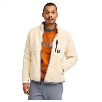 Timberland Men's Sustainable Beige Sherpa Fleece Jacket - Size M