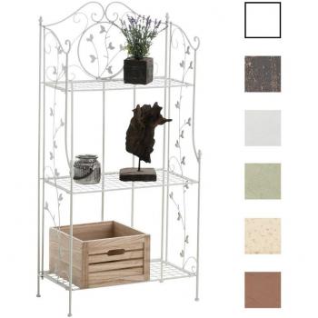 Estantería de Pie Reus Blanca Plegable de Hierro con 3 Niveles y Adornos Florales