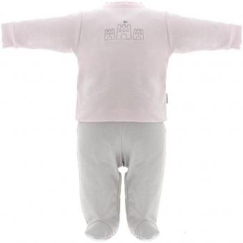 Pijama de bebé niña 2 piezas largo con bordado castillo
