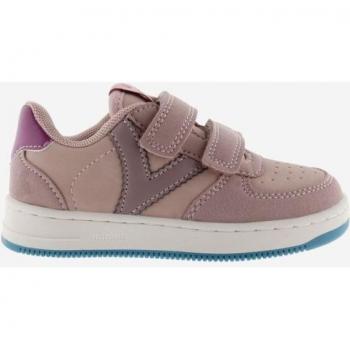 Zapatillas deportivas Victoria Tiempo de efecto piel con piezas de serraje al tono y tiras adherentes para niños