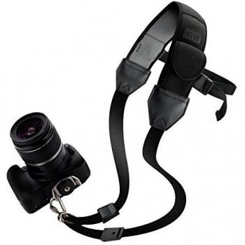 USA Gear Correa para El Hombro De La Eslinga De La Cámara con Neopreno Ajustable, Correa De Seguridad, Hebilla De Liberación Rápida - Compatible con Cámaras Canon, Nikon, Sony Y Más - Negro