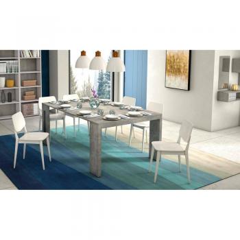 Mesa de comedor extensible Glicine, consola multiusos con extensiones, 100% Made in Italy, 186x80h76 cm, cemento