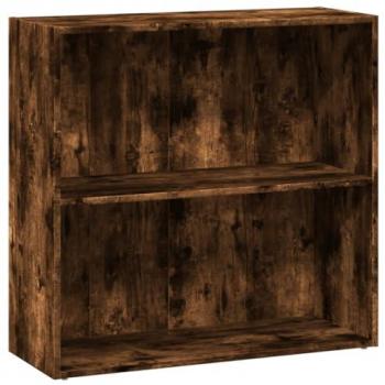 Estantería de madera de ingeniería en roble ahumado, dimensiones 80x30x77 cm, color marrón