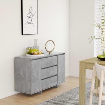 Aparador moderno de salón con 3 cajones de contrachapado y aglomerado, dimensiones 120x41x75 cm, mueble de almacenaje y armario auxiliar en color gris hormigón