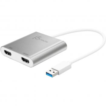 Adaptador USB 3.0 a Doble HDMI j5create JUA365-N 200 cm, Resolución 4K