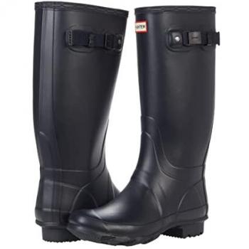 Hunter Women's Field Huntress Wide Leg Rubber Wellington Boots - Navy